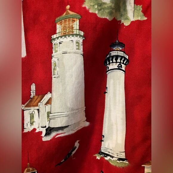 Lighthouse Vintage Jacket Size M Vacation Maine Spring Ocean Red - Picture 11 of 13